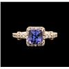 Image 1 : 1.52ct Tanzanite and Diamond Ring - 14KT Rose Gold