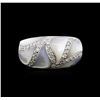 Image 1 : 14KT White Gold 2.99ctw Mother of Pearl and Diamond Ring