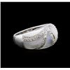 Image 2 : 14KT White Gold 2.99ctw Mother of Pearl and Diamond Ring