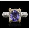 Image 1 : 18KT Two-Tone Gold 1.69ct Tanzanite and Diamond Ring