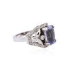 Image 2 : 14KT White Gold 4.16ct Blue Tourmaline and Diamond Ring