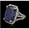 Image 2 : 14KT White Gold 26.05ct GIA Cert Tanzanite and Diamond Ring