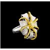 Image 2 : 3.20ctw Fancy Yellow Diamond Ring - 18KT Two-Tone Gold