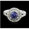 Image 1 : 14KT White Gold 1.20ct Tanzanite and Diamond Ring