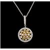 Image 2 : 1.76ctw Fancy Yellow Diamond Pendant With Chain - 14KT Two-Tone Gold