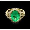 Image 1 : 4.80ct Emerald and Diamond Ring - 14KT Yellow Gold