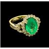 Image 2 : 4.80ct Emerald and Diamond Ring - 14KT Yellow Gold