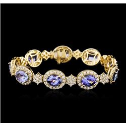 18KT Yellow Gold 19.80ctw Tanzanite and Diamond Bracelet