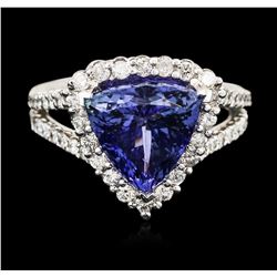 14KT White Gold 4.74ct Tanzanite and Diamond Ring