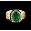 Image 1 : 3.98ct Emerald and Diamond Ring - 14KT Yellow Gold