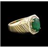 Image 2 : 3.98ct Emerald and Diamond Ring - 14KT Yellow Gold