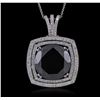 Image 1 : 14KT White Gold 28.62ctw Black Diamond Pendant With Chain