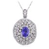 Image 2 : 14KT White Gold 2.27ct Tanzanite and Diamond Pendant With Chain