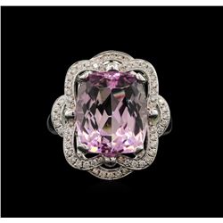 11.93ct Kunzite and Diamond Ring - 14KT White Gold