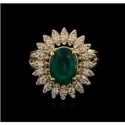 14KT Yellow Gold 3.10ct Emerald and Diamond Ring