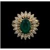 Image 1 : 14KT Yellow Gold 3.10ct Emerald and Diamond Ring