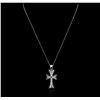 Image 1 : 14KT White Gold Cross Pendant With Chain