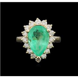 3.61ct Emerald and Diamond Ring - 14KT Yellow Gold