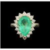 Image 1 : 3.61ct Emerald and Diamond Ring - 14KT Yellow Gold