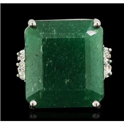 14KT White Gold 20.82 Emerald and Diamond Ring