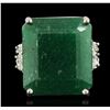 Image 1 : 14KT White Gold 20.82 Emerald and Diamond Ring