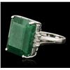 Image 2 : 14KT White Gold 20.82 Emerald and Diamond Ring