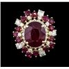 Image 1 : 14KT Yellow Gold 10.52ctw Ruby and Diamond Ring