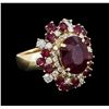 Image 2 : 14KT Yellow Gold 10.52ctw Ruby and Diamond Ring