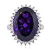 Image 1 : 14KT White Gold 11.10ct Amethyst and Diamond Ring