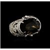 Image 2 : 14KT White Gold 10.41ct Smokey Topaz and Diamond Ring