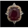 Image 1 : 16.06ct Ruby and Diamond Ring - 14KT Rose Gold