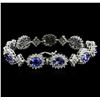 Image 3 : 14KT White Gold 13.14ctw Tanzanite and Diamond Bracelet