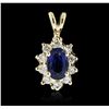 Image 1 : 14KT Yellow Gold 0.70ct Sapphire and Diamond Pendant