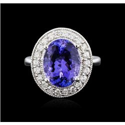 14KT White Gold 5.61ctw Tanzanite and Diamond Ring