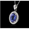 Image 3 : 18KT White Gold 7.20ct Tanzanite and Diamond Pendant With Chain