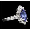 Image 2 : 14KT White Gold 1.18ct Tanzanite and Diamond Ring