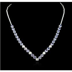 14KT White Gold 10.56ctw Tanzanite and Diamond Necklace