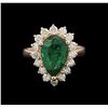 Image 1 : 3.70ct Emerald and Diamond Ring - 14KT Rose Gold