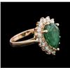 Image 2 : 3.70ct Emerald and Diamond Ring - 14KT Rose Gold