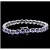 Image 2 : 14KT White Gold 11.89ctw Tanzanite and Diamond Bracelet