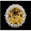 Image 1 : 14KT Yellow Gold 6.17ct Citrine and Diamond Ring