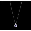 Image 2 : 14KT White Gold 5.50ct Tanzanite and Diamond Pendant With Chain