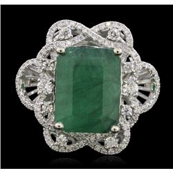 14KT White Gold 6.84ct Emerald and Diamond Ring