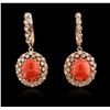Image 1 : 14KT Rose Gold 11.54ctw Coral and Diamond Earrings