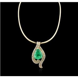 14KT-18KT Yellow Gold GIA Certified 40.62ct Emerald & Diamond Pendant With Chain