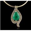 Image 2 : 14KT-18KT Yellow Gold GIA Certified 40.62ct Emerald & Diamond Pendant With Chain