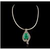 Image 4 : 14KT-18KT Yellow Gold GIA Certified 40.62ct Emerald & Diamond Pendant With Chain