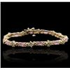 Image 1 : 14KT Yellow Gold 6.24ctw Pink Sapphire and Diamond Bracelet