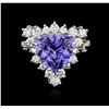 Image 1 : 14KT White Gold 3.67ct Tanzanite and Diamond Ring