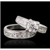 Image 3 : Platinum 3.93ctw Diamond Wedding Set